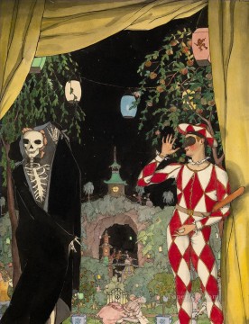Konstantin Somov Painting - Harlequin and Death Konstantin Somov_2